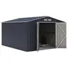 Abri de jardin en metal 8,84m2 - 2 portes battantes - Gris anthracite