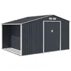Abri de jardin en métal 8,72 m² - Kit d'ancrage inclus - Gris anthraci...