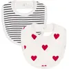 Petit Bateau - Lot 2 Bavoirs Coeurs Blanc taille unique