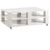 Table basse à roulettes en pin massif PALETTE coloris blanc