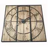 Horloge en 3 panneaux LOFT coloris bois/ noir