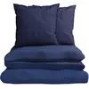 Parure de lit 200x200 cm Bleu Marine Gaufré 100% Coton Bio Housse de C...