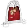 Fabulous Sac de Gym en Coton Blanc Photo Retro Mere & Enfant Pull Roug...