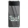 EVETANE Coque souple renforcée compatible Coque Galaxy Z Flip 4 - Modèle : J'aime pas le matin