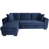 Canapé d'angle convertible HAMILTON 4 places - Tissu velours bleu - L ...