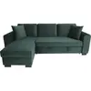 Canapé d'angle convertible hamilton 4 place - tissu velours vert - l 245 x p 140 x h 86 cm