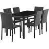 Ensemble repas de jardin - table en verre trempé et 6 chaises en résin...