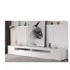 Samlong Meuble TV moderne a LED variable pour salon, L.240Cm, Blanc