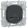 Mécanisme chargeur double usb A + C 12W Schneider Ovalis anthracite