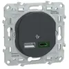 Mécanisme chargeur double usb A 7.5W + C 45W Schneider Ovalis anthraci...