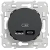 Mécanisme double chargeur usb A + C 12W Schneider Odace gris anthracit...