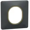 Plaque de finition 1 poste Schneider Electric Ovalis S340702E coloris anthracite avec liseré laiton l.87 x P.10 x H.87 mm