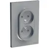 Prise double avec terre complète Schneider Odace aluminium