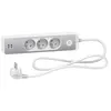 Multiprise 3 prises 2P+T avec 2 USB - 1,5 m - Blanche finition alumini...
