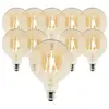 Lot de 10 ampoules Déco filament LED ambrée Globe 7W E27 720lm 2500K