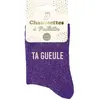 Chaussettes violettes à paillettes Ta Gueule - Blanc