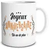 STC Mug - Joyeux Anniversaire - Blanc - Compatible micro-onde - Impressions Recto/Verso - Céramique