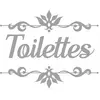 Rétro Sticker décoratif de porte - TOILETTES - Vinyle - Gris - Adulte - Mixte