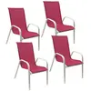 Happy Garden Lot de 4 chaises MARBELLA en textilène rose/structure blanc empilables