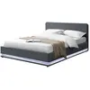 Structure de lit avec LED 140 x 190 cm en velours gris NEWYORK