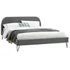 Cadre de lit en velours gris & pieds noirs 140x190 cm PHOENIX CONCEPT USINE
