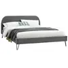 Cadre de lit en velours gris & pieds noirs 160x200 cm PHOENIX CONCEPT USINE