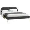 Cadre de lit en velours gris & pieds laiton 140x190 cm PHOENIX CONCEPT USINE