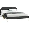 Cadre de lit en velours gris & pieds laiton 160x200 cm PHOENIX CONCEPT USINE