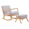 Rocking Chair + pouf scandinave en bois et tissu gris HOLMES CONCEPT USINE