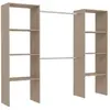 CONCEPT USINE Dressing bois avec 6 étagères, 2 penderies : 220 x 40 x 180 cm elysee