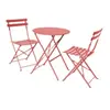 SWEEEK Table de jardin bistrot pliante métal + 2 assises terracotta Ø60 x 70cm acier thermolaqué