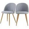 RENDEZ VOUS DECO Lot de 2 chaises en tissu gris clair et pieds en métal - cozy Cozy