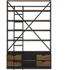 Rendez-Vous Déco Bibliothèque 160 cm en bois et métal avec échelle, 4 tiroirs