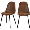 Rendez vous déco Lot de 2 chaises en Microfibre Marron Effet Vieilli