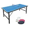 SWEEEK Mini table de ping pong pliable 150x75cm indoor bleue, avec 2