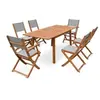 SWEEEK Ensemble de jardin en bois 6 places gris