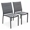 SWEEEK Lot de 2 chaises en aluminium anthracite et textilène gris