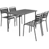 SWEEEK Ensemble de jardin en acier anthracite table rectangulaire 4 chaises