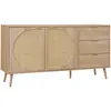 SWEEEK Buffet de rangement. Eva.  décor bois et cannage arrondi. 2 portes 3 tiroirs L 150 x l 39 x H 79cm