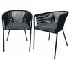 SWEEEK Lot de 2 fauteuils de jardin en corde et acier galvanisé Noir / Gris
