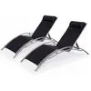 SWEEEK Duo de bains de soleil en aluminium et textilène Louisa Gris / Noir