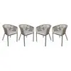 SWEEEK Lot de 4 fauteuils de jardin en corde et acier galvanisé Beige / Beige