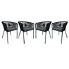 SWEEEK Lot de 4 fauteuils de jardin en corde et acier galvanisé Noir / Gris