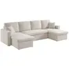 SWEEEK Canapé panoramique convertible 4 places tissu bouclette. Urban. L 281 x P 142 x H 86cm