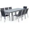SWEEEK Ensemble table extensible et chaises 8 places anthracite