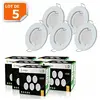LAMPESECOENERGIE LOT DE 5 SPOT LED ENCASTRABLE COMPLETE RONDE FIXE eq. 50W BLANC NEUTRE