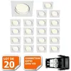 Lampesecoenergie LOT DE 20 SPOT ENCASTRABLE ORIENTABLE LED CARRE GU10 230V eq. 50W BLANC NEUTRE