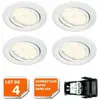 LAMPESECOENERGIE Spot LED Orientable Blanc - Lot de 4 - Ampoule GU10 230V eq. 50W - 350 lumens - Blanc Chaud