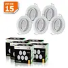 LAMPESECOENERGIE Lot de 15 spots LED encastrables orientables blancs avec ampoule GU10 230V équivalent 50W lumière blanc neutre