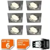 Spot encastrable orientable LED carré alu brossé GU10 230V eq. 50W bla...